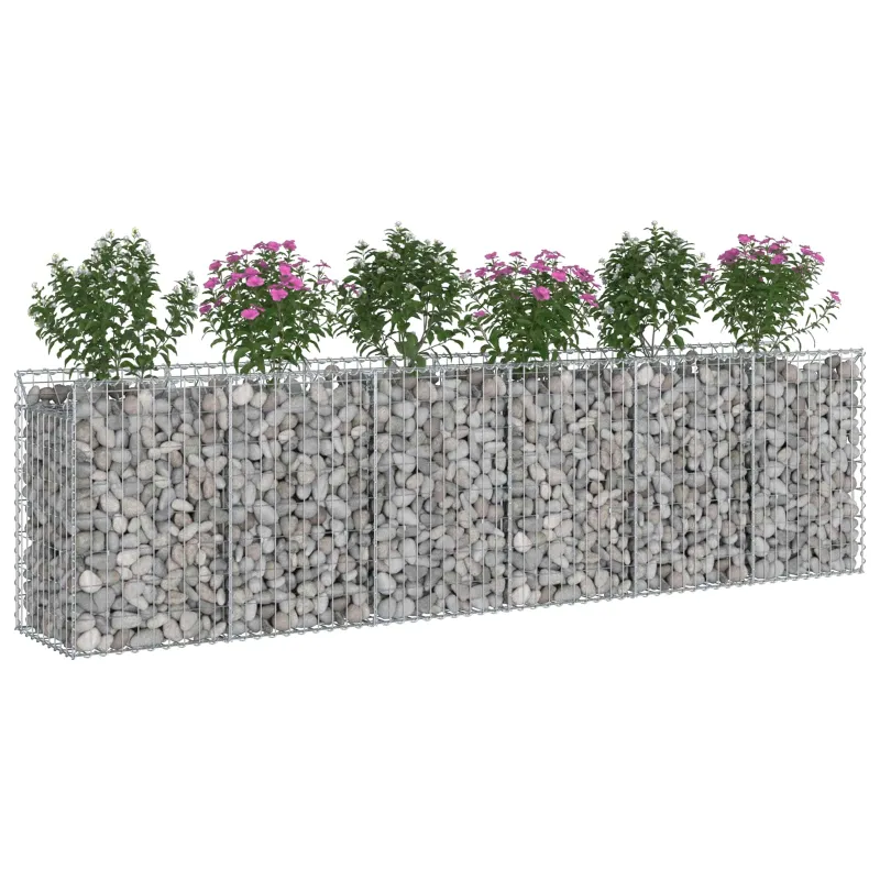 Gabioninė pakelta lova 2 pcs Sidabrinė