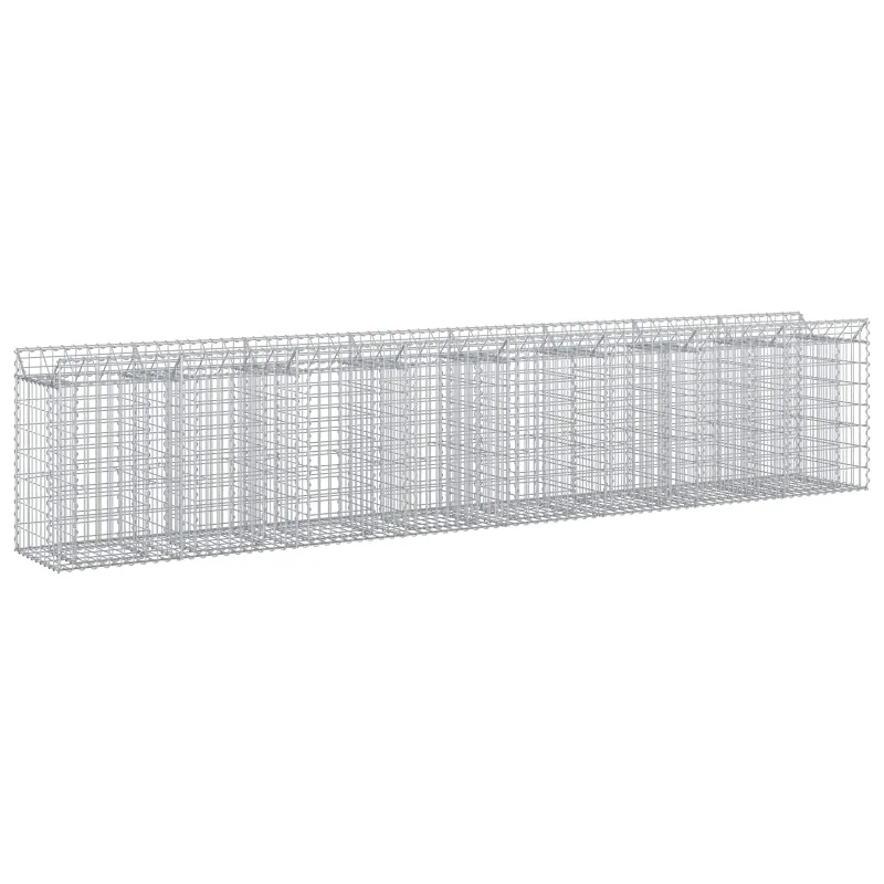 Gabioninė pakelta lova 3 pcs Sidabrinė