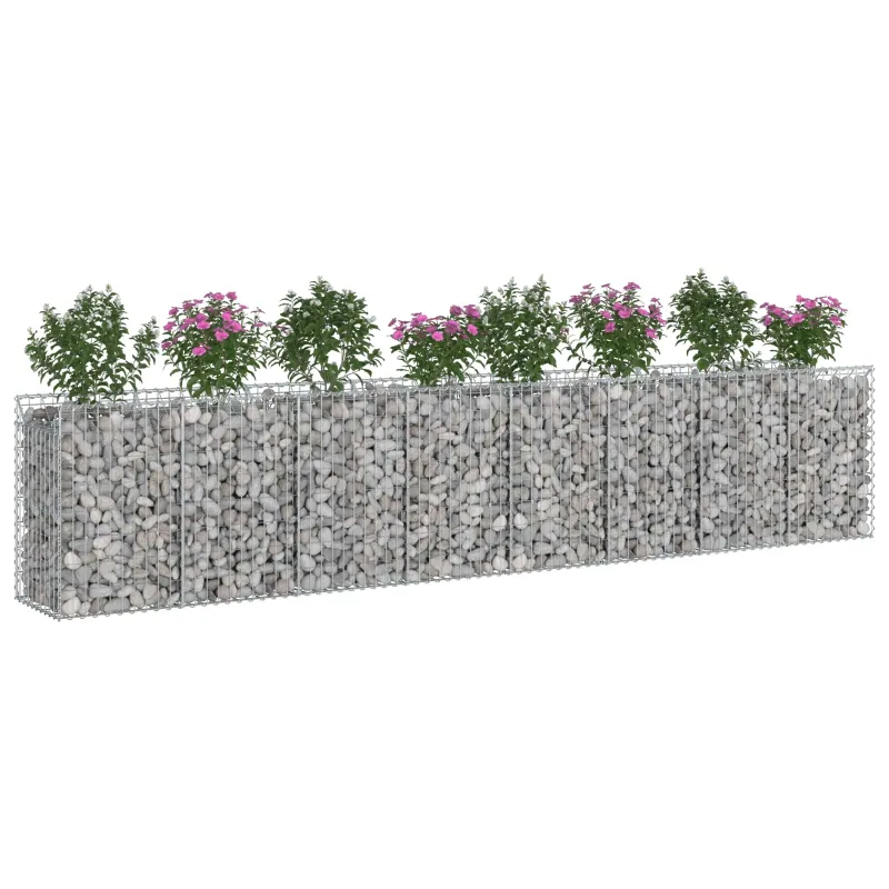Gabioninė pakelta lova 3 pcs Sidabrinė