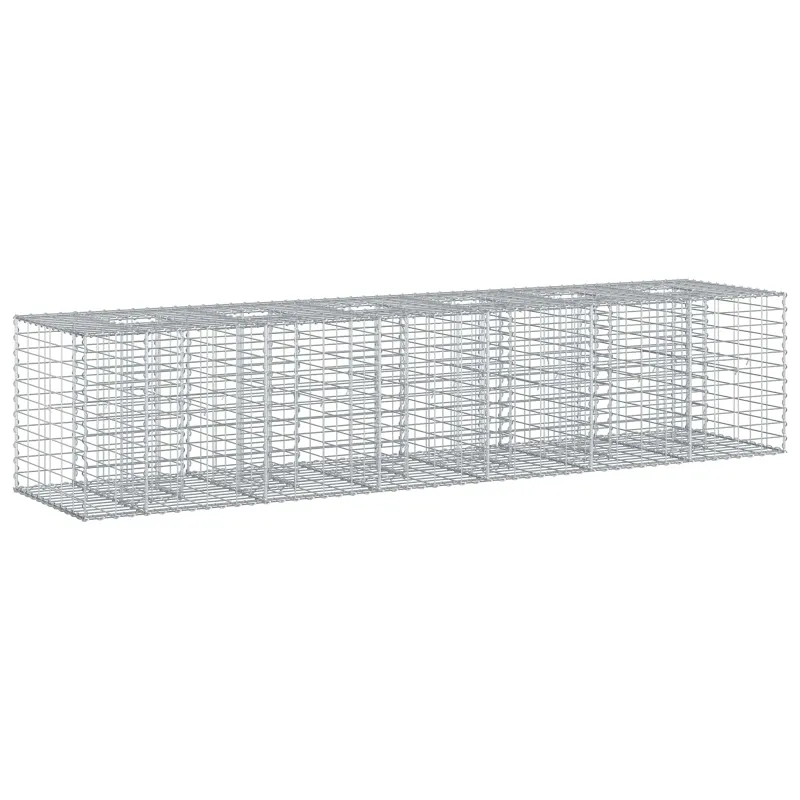 Gabioninė pakelta lova 2 pcs Sidabro 260 x 60 x 55 cm