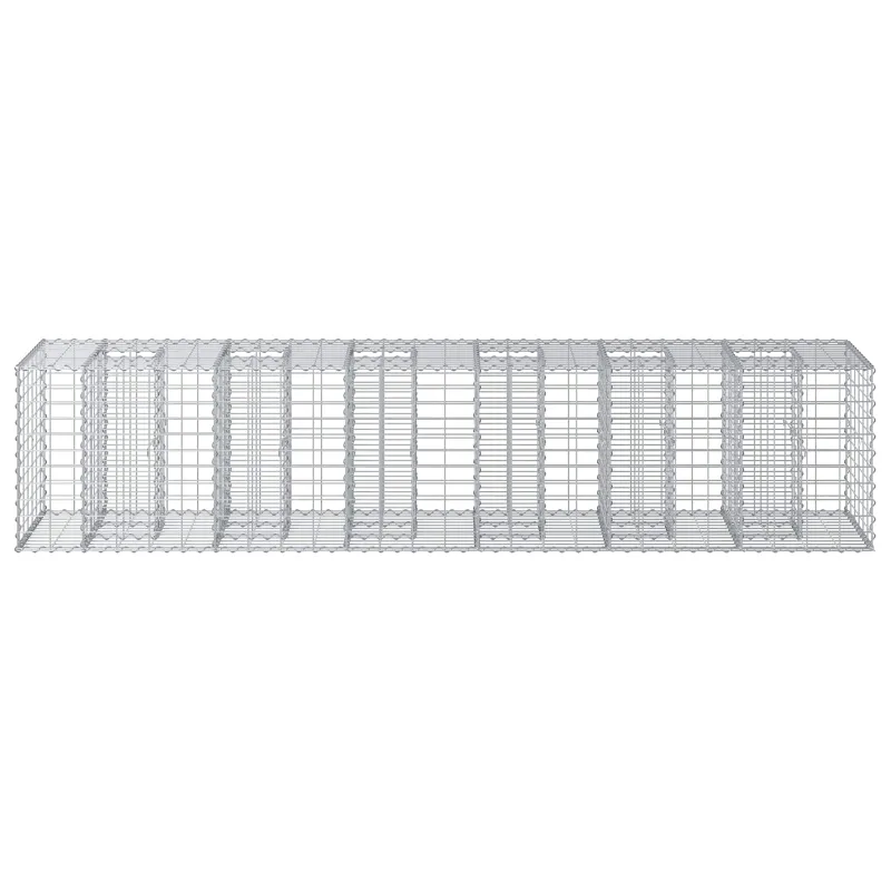 Gabioninė pakelta lova 2 pcs Sidabro 260 x 60 x 55 cm
