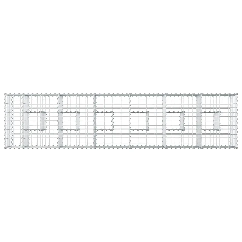 Gabioninė pakelta lova 2 pcs Sidabro 260 x 60 x 55 cm
