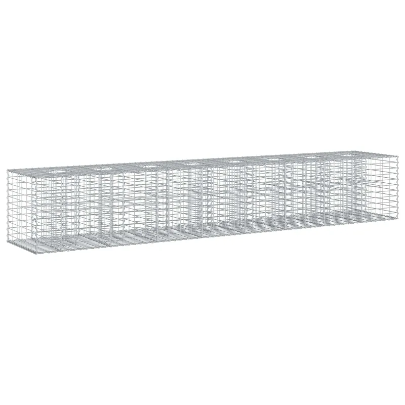 Gabioninė pakelta lova 2 pcs Sidabro 340 x 60 x 55 cm