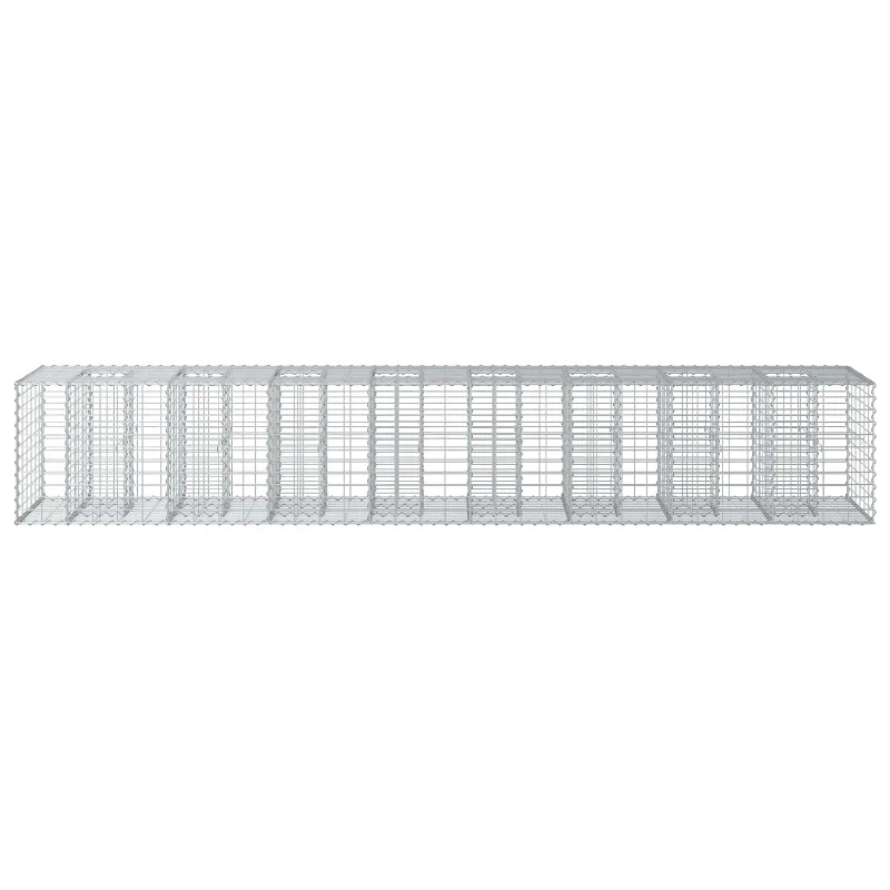 Gabioninė pakelta lova 2 pcs Sidabro 340 x 60 x 55 cm