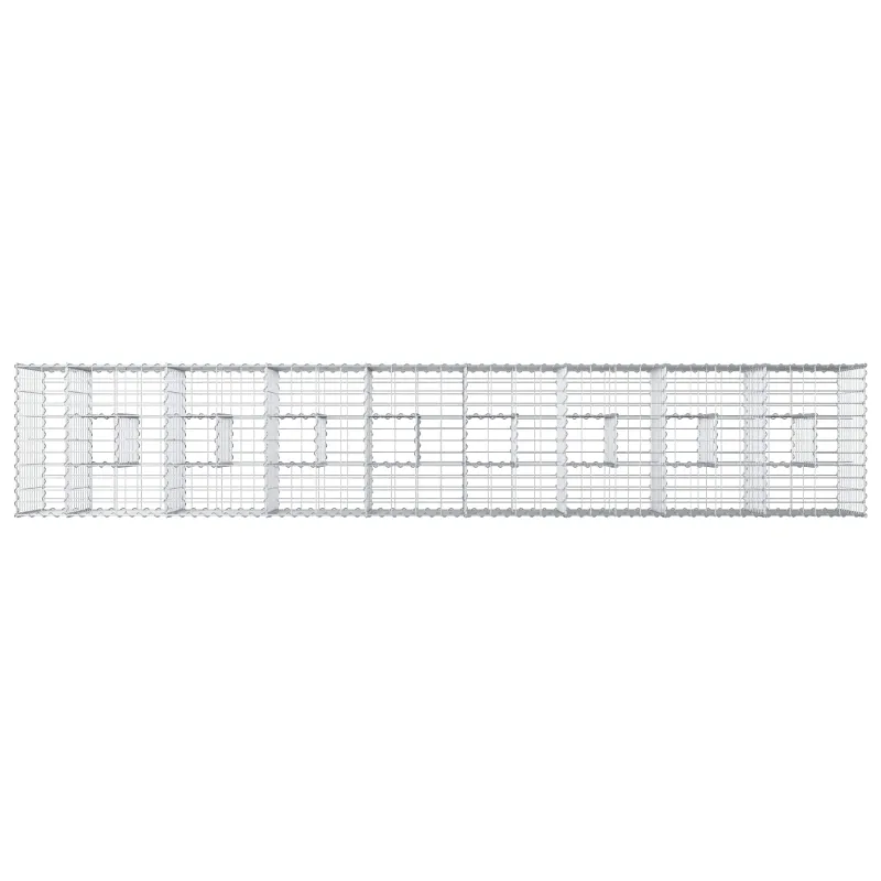 Gabioninė pakelta lova 2 pcs Sidabro 340 x 60 x 55 cm