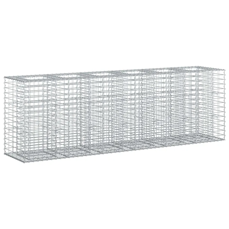 Gabioninė pakelta lova 2 pcs Sidabro 250 x 50 x 80 cm