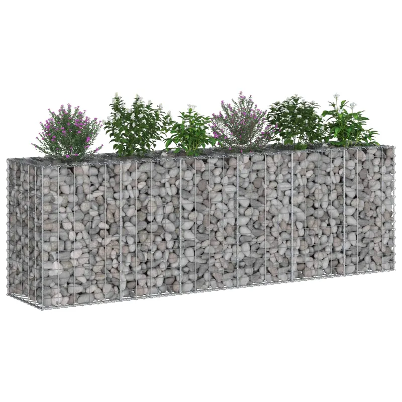 Gabioninė pakelta lova 2 pcs Sidabro 250 x 50 x 80 cm