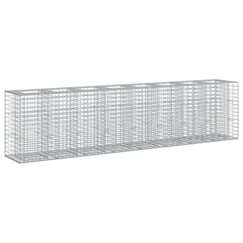 Gabioninė pakelta lova 2 pcs Sidabro 330 x 50 x 80 cm