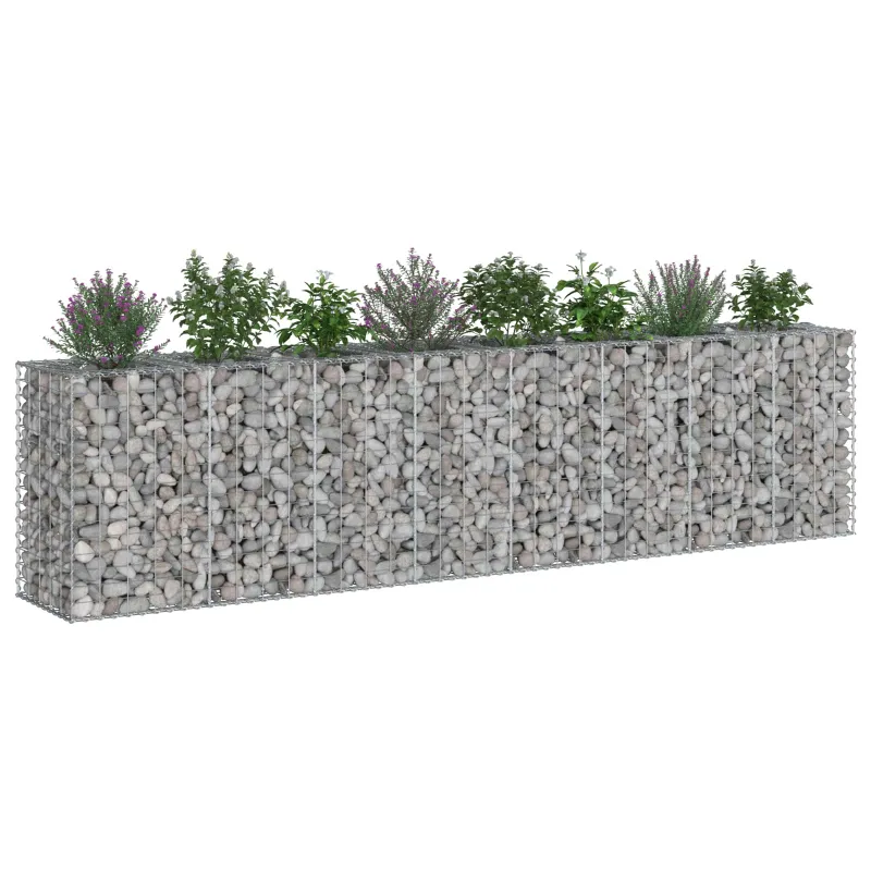 Gabioninė pakelta lova 2 pcs Sidabro 330 x 50 x 80 cm