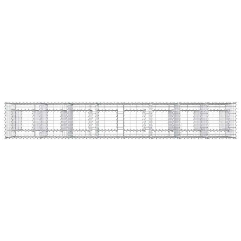 Gabioninė pakelta lova 2 pcs Sidabro 330 x 50 x 80 cm
