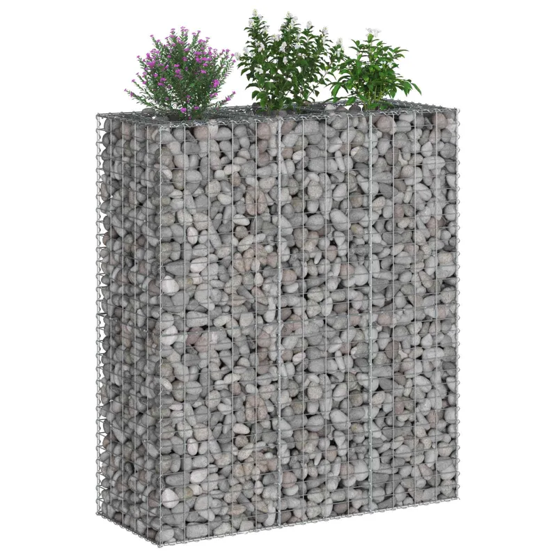 Gabioninė pakelta lova 2 pcs Sidabro 130 x 50 x 150 cm