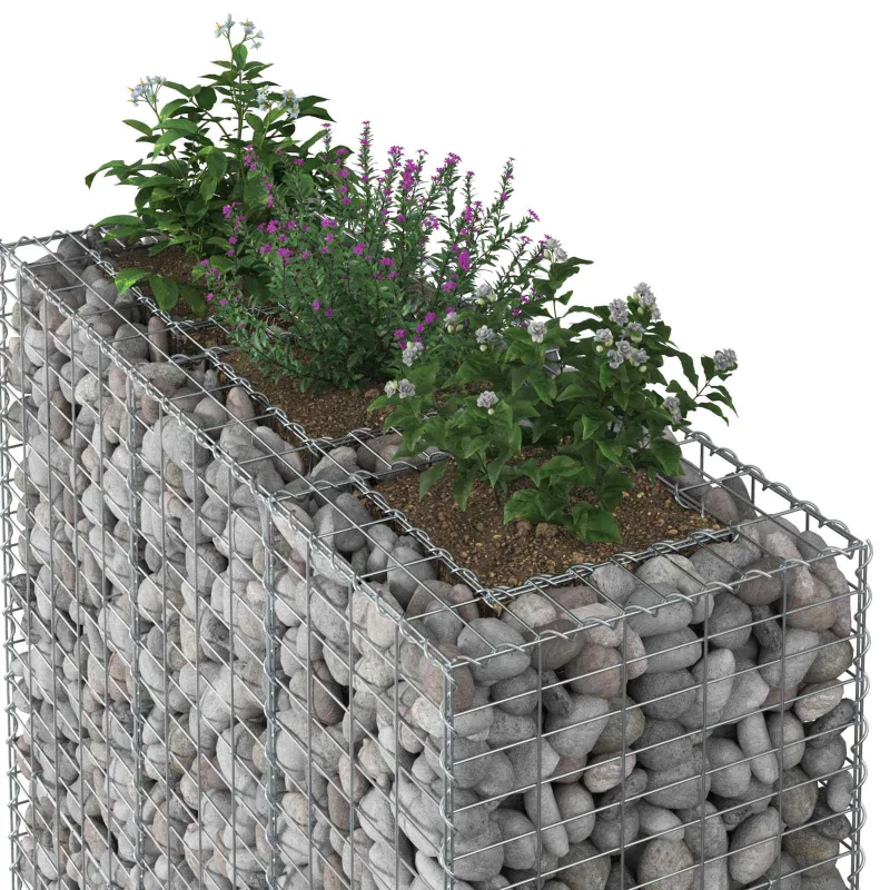 Gabioninė pakelta lova 2 pcs Sidabro 130 x 50 x 150 cm