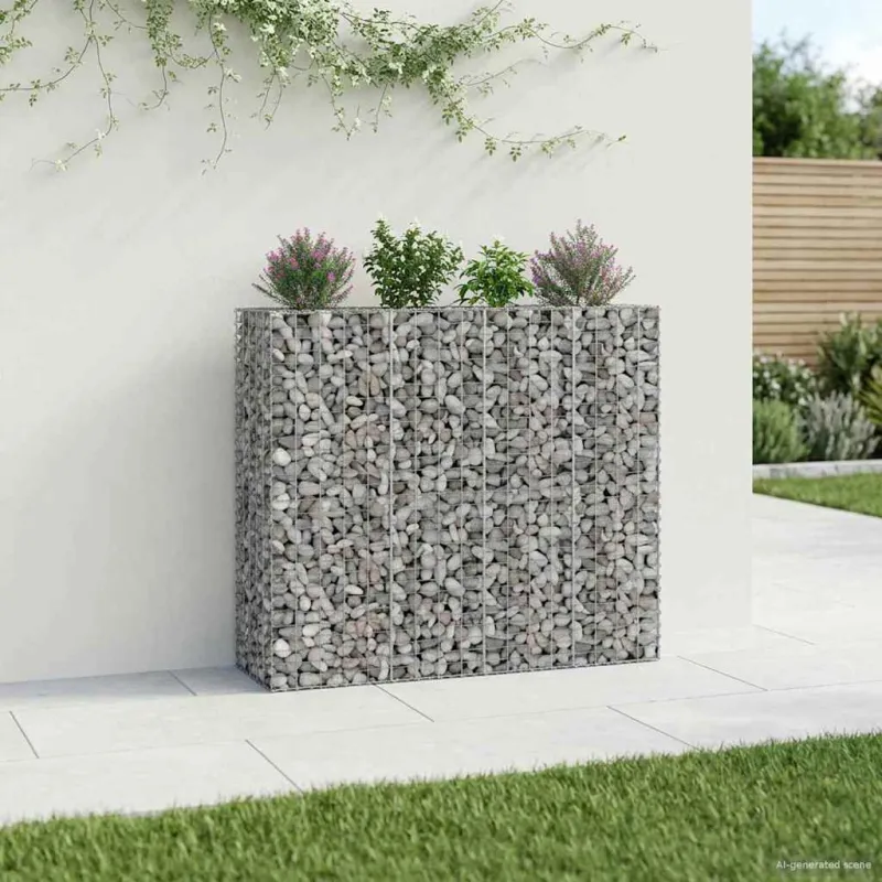 Gabioninė pakelta lova 2 pcs Sidabro 170 x 50 x 150 cm