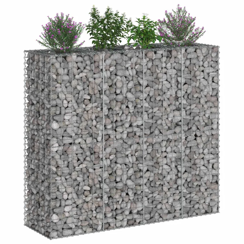 Gabioninė pakelta lova 2 pcs Sidabro 170 x 50 x 150 cm