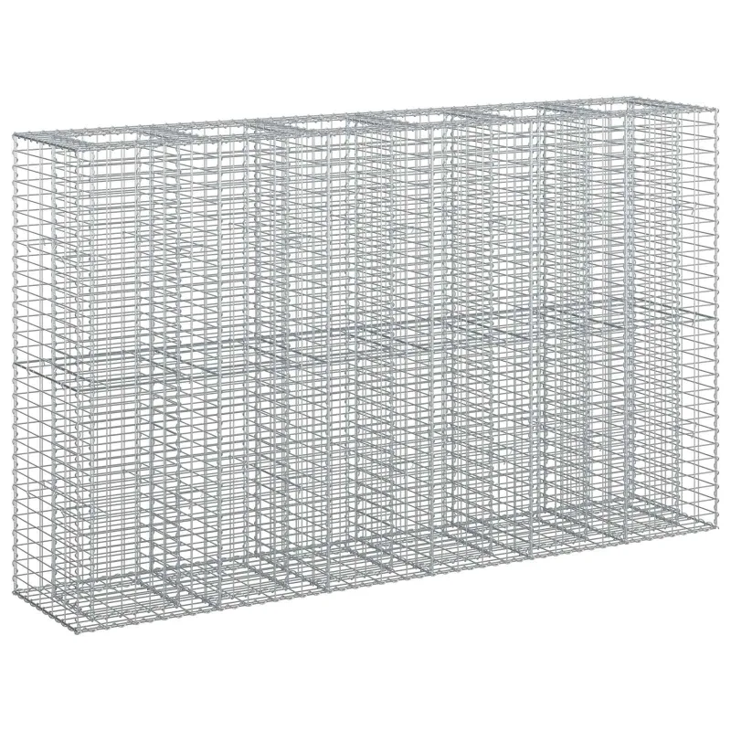 Gabioninė pakelta lova 3 pcs Sidabro 250 x 50 x 150 cm