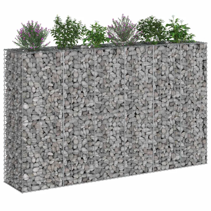 Gabioninė pakelta lova 3 pcs Sidabro 250 x 50 x 150 cm