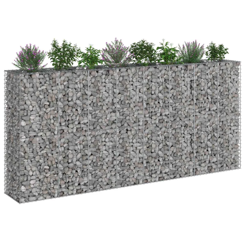 Gabioninė pakelta lova 4 pcs Sidabro 330 x 50 x 150 cm