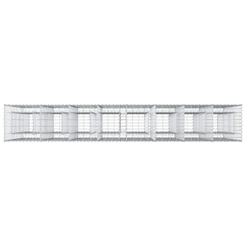 Gabioninė pakelta lova 4 pcs Sidabro 330 x 50 x 150 cm