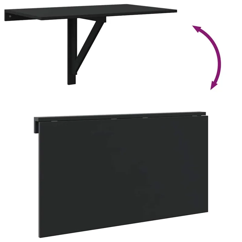 Sulankstomas sieninis staliukas, juodas, 100x60x56cm, mediena