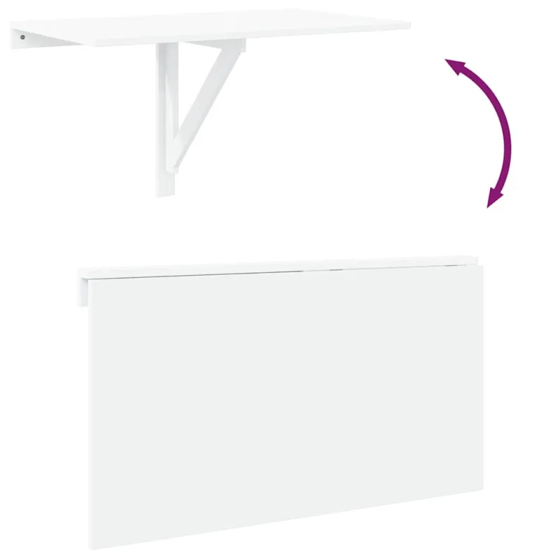 Sulankstomas sieninis staliukas, baltas, 100x60x56cm, mediena