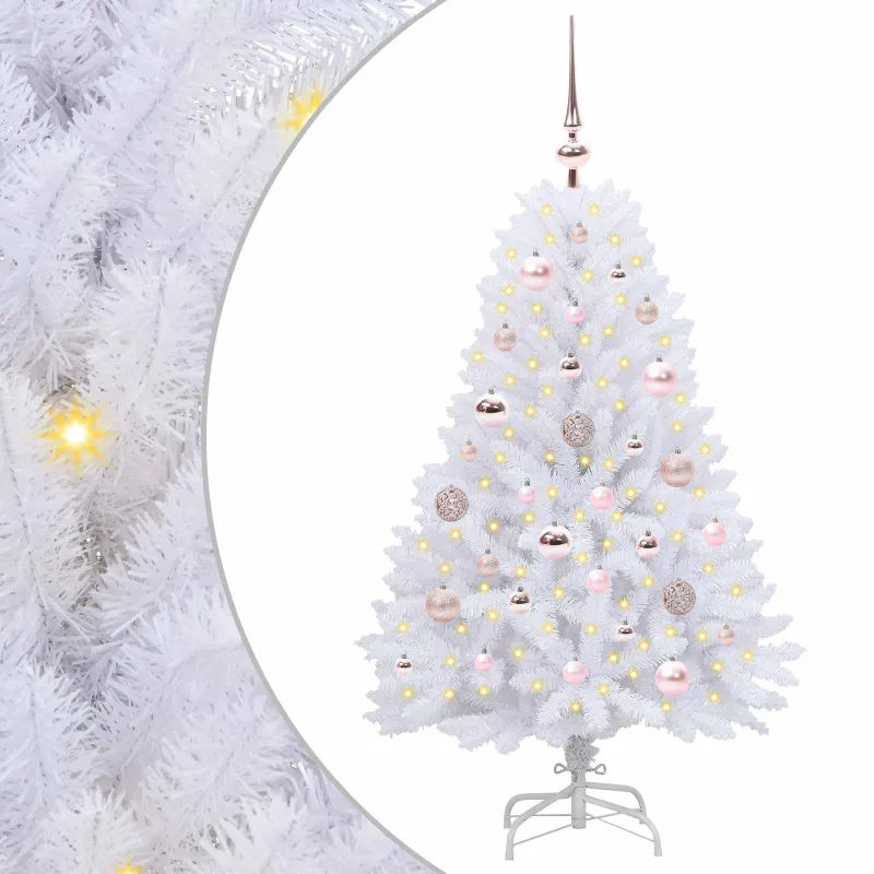 Dirbtinė Sulankstoma Kalėdų Eglutė Balta 120 cm PVC ir plienas