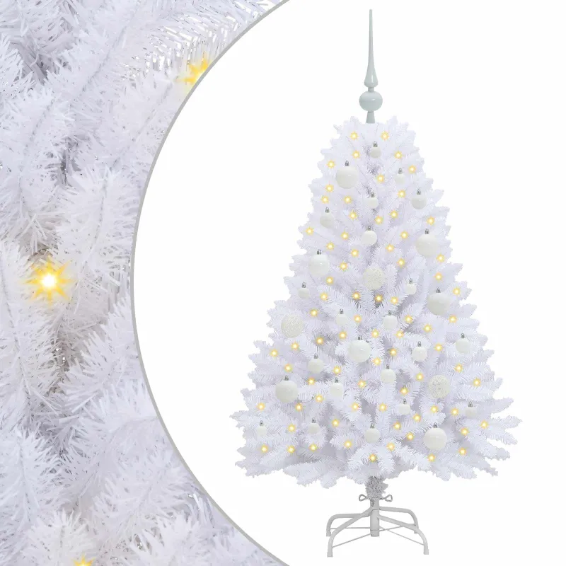 Dirbtinė Sulankstoma Kalėdų Eglutė Balta 120 cm PVC ir plienas