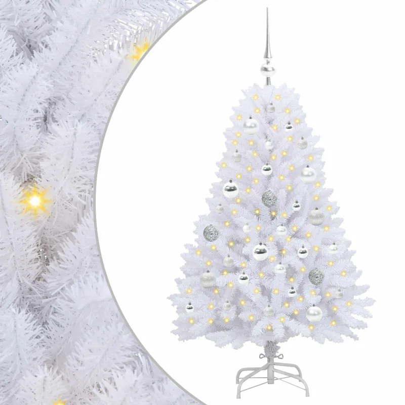 Dirbtinė Sulankstoma Kalėdų Eglutė Balta 120 cm PVC ir plienas