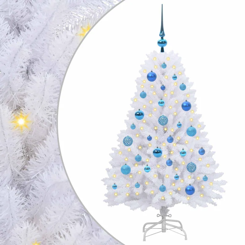 Dirbtinė Sulankstoma Kalėdų Eglutė Balta 120 cm PVC ir plienas