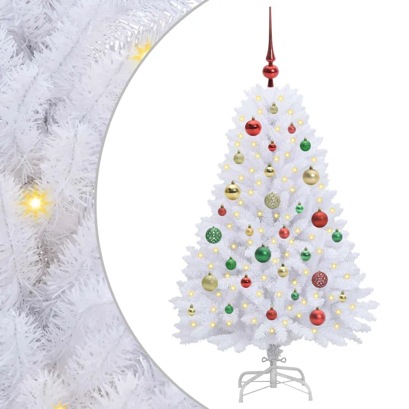 Dirbtinė Sulankstoma Kalėdų Eglutė Balta 120 cm PVC ir plienas