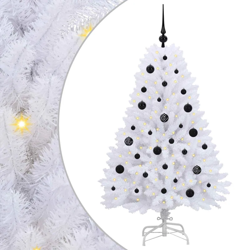 Dirbtinė Sulankstoma Kalėdų Eglutė Balta 150 cm PVC ir plienas