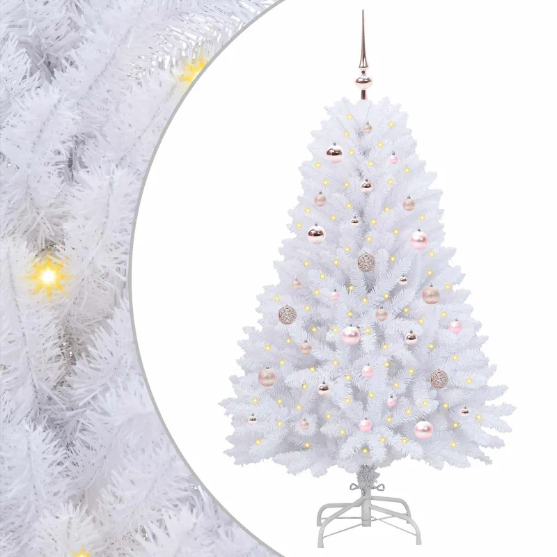Dirbtinė Sulankstoma Kalėdų Eglutė Balta 150 cm PVC ir plienas