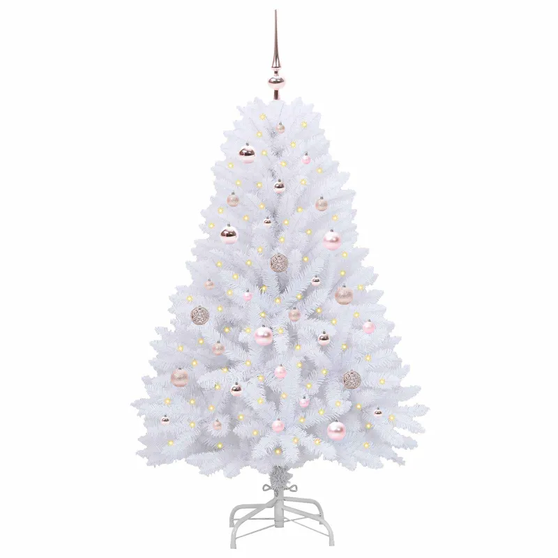 Dirbtinė Sulankstoma Kalėdų Eglutė Balta 150 cm PVC ir plienas
