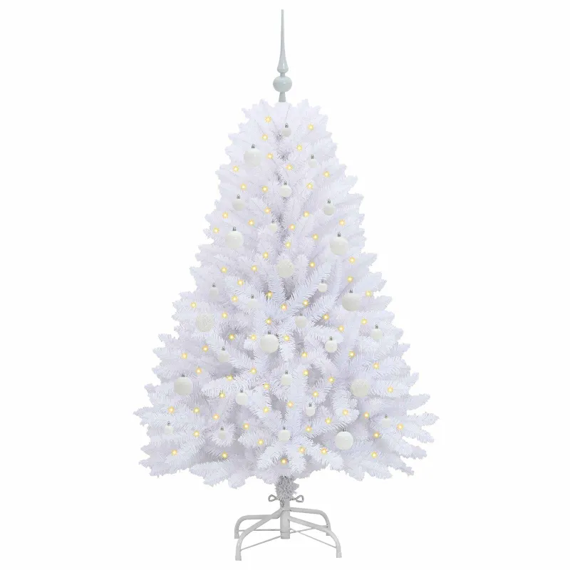 Dirbtinė Sulankstoma Kalėdų Eglutė Balta 150 cm PVC ir plienas