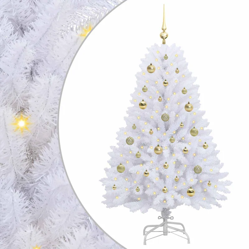 Dirbtinė Sulankstoma Kalėdų Eglutė Balta 150 cm PVC ir plienas