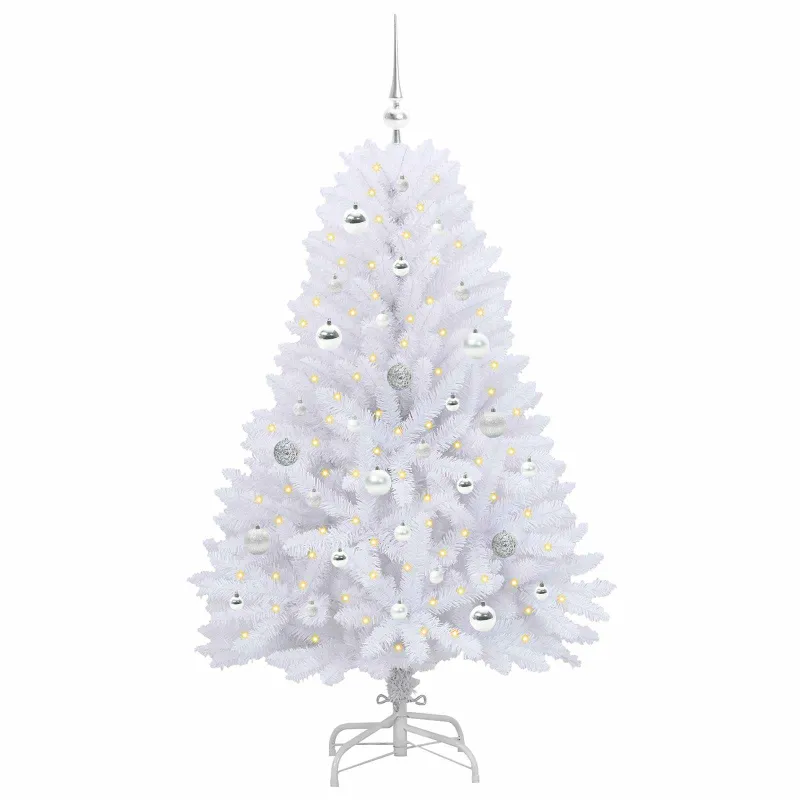 Dirbtinė Sulankstoma Kalėdų Eglutė Balta 150 cm PVC ir plienas