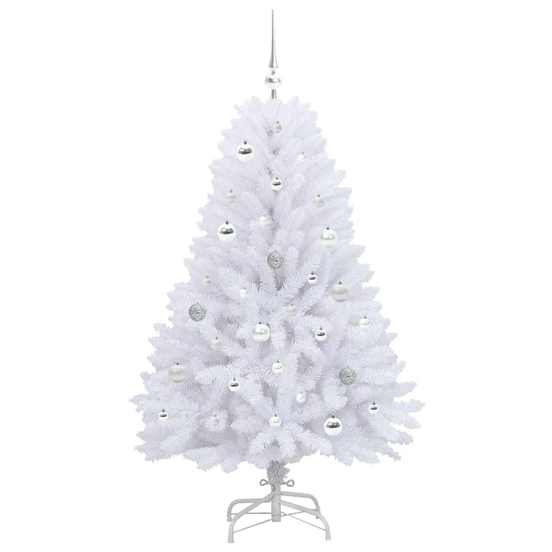 Dirbtinė Sulankstoma Kalėdų Eglutė Balta 150 cm PVC ir plienas