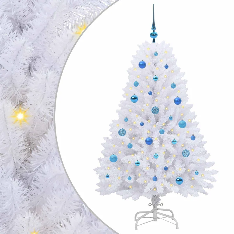 Dirbtinė Sulankstoma Kalėdų Eglutė Balta 150 cm PVC ir plienas