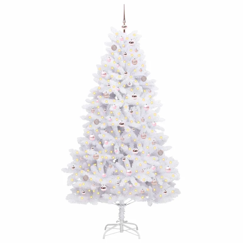 Dirbtinė Sulankstoma Kalėdų Eglutė Balta 210 cm PVC ir Plienas