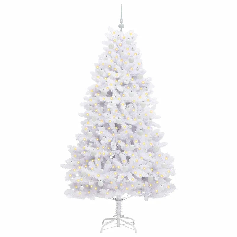 Dirbtinė Sulankstoma Kalėdų Eglutė Balta 210 cm PVC ir Plienas