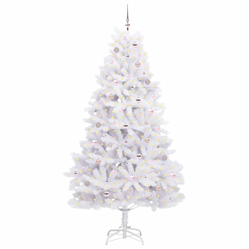 Dirbtinė Sulankstoma Kalėdų Eglutė Balta 240 cm PVC ir Plienas