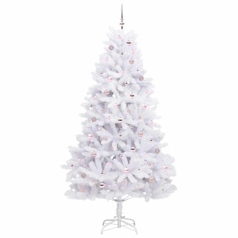 Dirbtinė Sulankstoma Kalėdų Eglutė Balta 240 cm PVC ir Plienas
