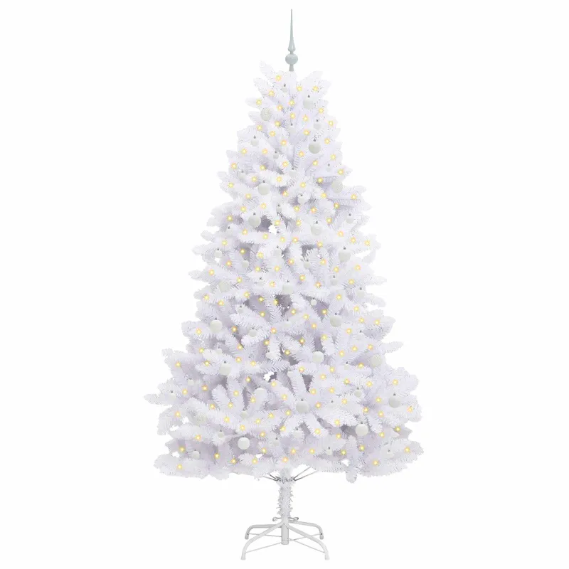 Dirbtinė Sulankstoma Kalėdų Eglutė Balta 240 cm PVC ir Plienas