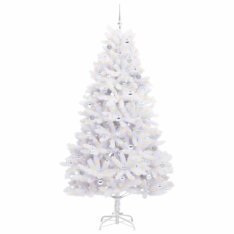 Dirbtinė Sulankstoma Kalėdų Eglutė Balta 240 cm PVC ir Plienas