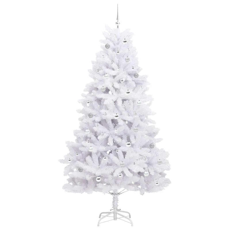 Dirbtinė Sulankstoma Kalėdų Eglutė Balta 240 cm PVC ir Plienas