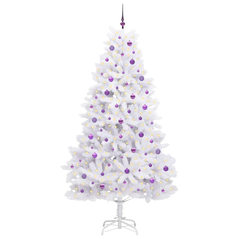 Dirbtinė Sulankstoma Kalėdų Eglutė Balta 240 cm PVC ir Plienas