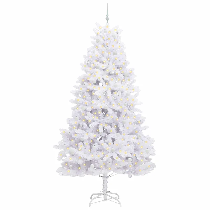 Dirbtinė Sulankstoma Kalėdų Eglutė Balta 270 cm PVC ir Plienas