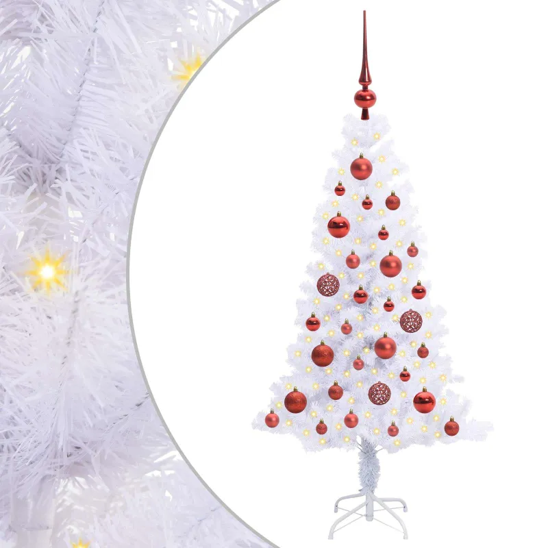 Dirbtinė Kalėdų eglutė su 150 LED Balta 120 cm PVC ir plienas
