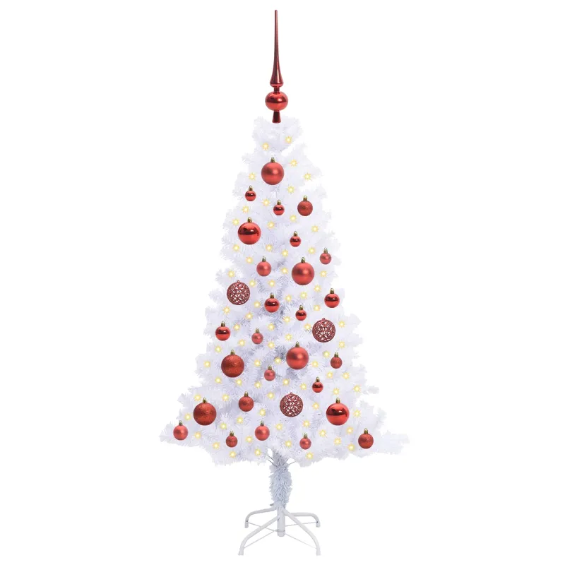 Dirbtinė Kalėdų eglutė su 150 LED Balta 120 cm PVC ir plienas