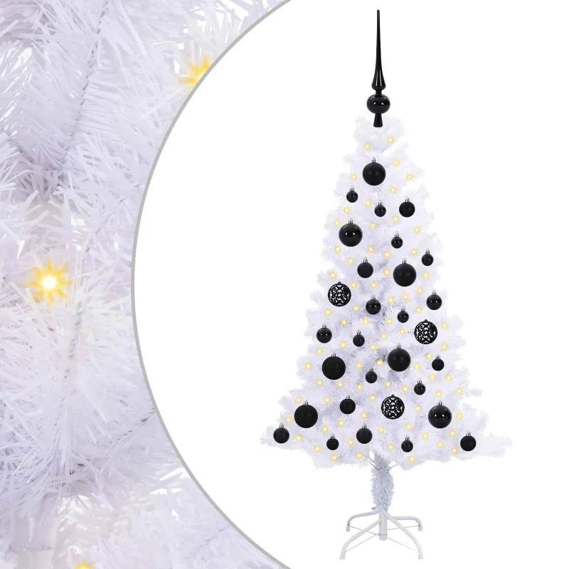 Dirbtinė Kalėdų eglutė su 150 LED Balta 120 cm PVC ir plienas