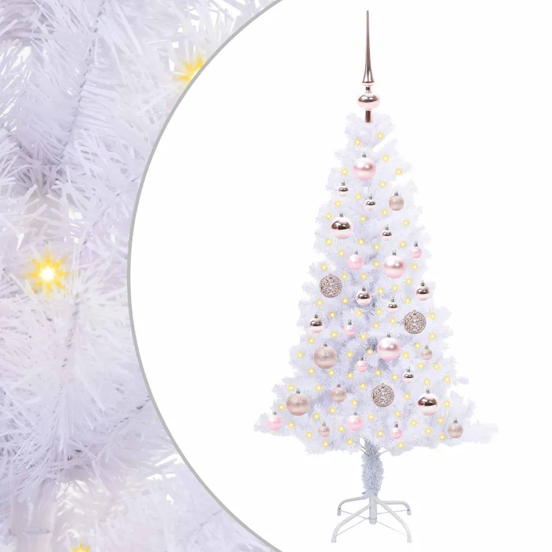 Dirbtinė Kalėdų eglutė su 150 LED Balta 120 cm PVC ir plienas